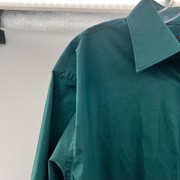 Egara Men's Skinny Fit Button Up Dress Shirt Green Size 16.5 34/35 - Picture 5 of 8